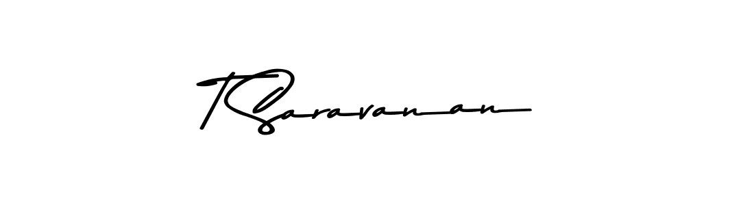 Make a beautiful signature design for name T Saravanan. With this signature (Asem Kandis PERSONAL USE) style, you can create a handwritten signature for free. T Saravanan signature style 9 images and pictures png