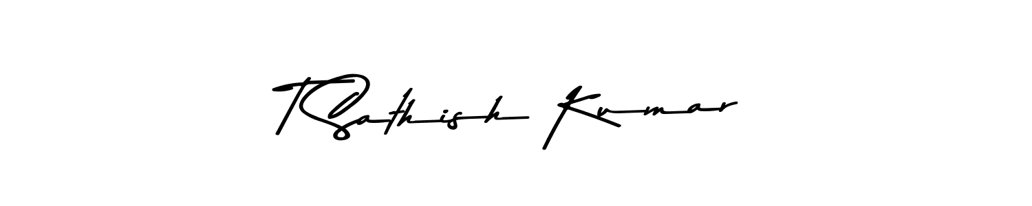 Make a beautiful signature design for name T Sathish Kumar. With this signature (Asem Kandis PERSONAL USE) style, you can create a handwritten signature for free. T Sathish Kumar signature style 9 images and pictures png
