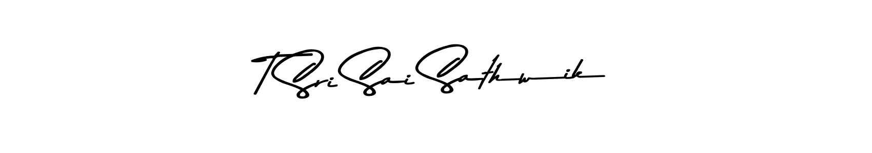 You should practise on your own different ways (Asem Kandis PERSONAL USE) to write your name (T Sri Sai Sathwik) in signature. don't let someone else do it for you. T Sri Sai Sathwik signature style 9 images and pictures png