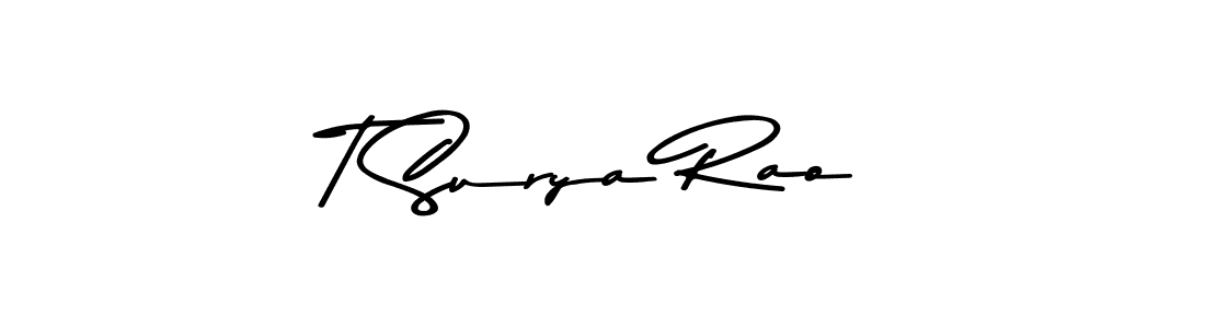 Make a beautiful signature design for name T Surya Rao. With this signature (Asem Kandis PERSONAL USE) style, you can create a handwritten signature for free. T Surya Rao signature style 9 images and pictures png