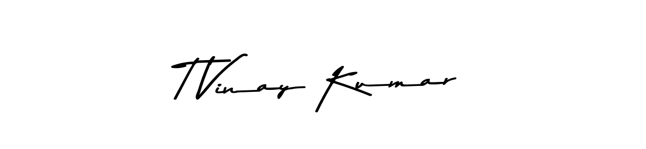 How to make T Vinay Kumar name signature. Use Asem Kandis PERSONAL USE style for creating short signs online. This is the latest handwritten sign. T Vinay Kumar signature style 9 images and pictures png