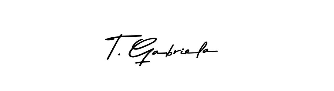 How to make T. Gabriela name signature. Use Asem Kandis PERSONAL USE style for creating short signs online. This is the latest handwritten sign. T. Gabriela signature style 9 images and pictures png