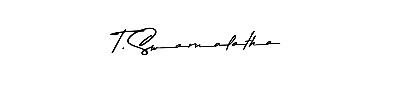 Make a beautiful signature design for name T. Swarnalatha. With this signature (Asem Kandis PERSONAL USE) style, you can create a handwritten signature for free. T. Swarnalatha signature style 9 images and pictures png