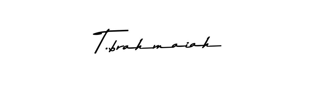 How to make T.brahmaiah name signature. Use Asem Kandis PERSONAL USE style for creating short signs online. This is the latest handwritten sign. T.brahmaiah signature style 9 images and pictures png