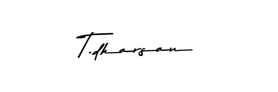 How to make T.dharsan name signature. Use Asem Kandis PERSONAL USE style for creating short signs online. This is the latest handwritten sign. T.dharsan signature style 9 images and pictures png