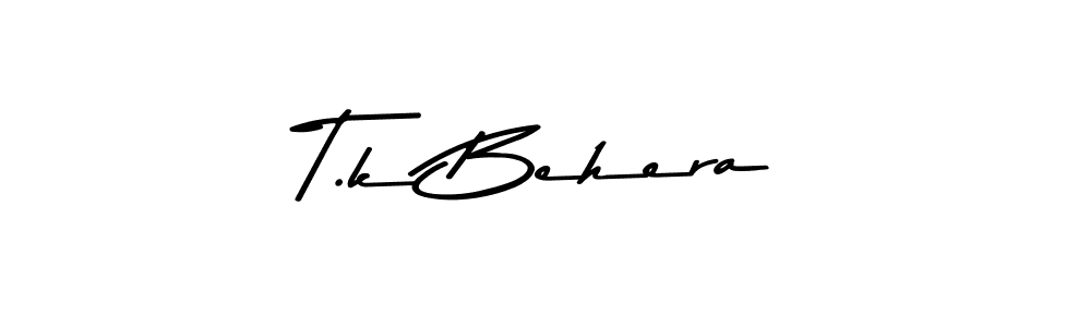 The best way (Asem Kandis PERSONAL USE) to make a short signature is to pick only two or three words in your name. The name T.k Behera include a total of six letters. For converting this name. T.k Behera signature style 9 images and pictures png