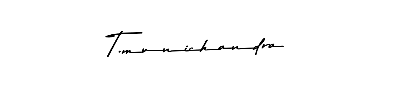 The best way (Asem Kandis PERSONAL USE) to make a short signature is to pick only two or three words in your name. The name T.munichandra include a total of six letters. For converting this name. T.munichandra signature style 9 images and pictures png