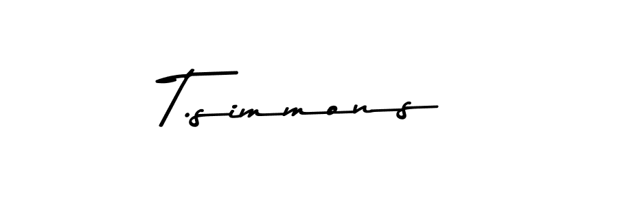 How to make T.simmons name signature. Use Asem Kandis PERSONAL USE style for creating short signs online. This is the latest handwritten sign. T.simmons signature style 9 images and pictures png