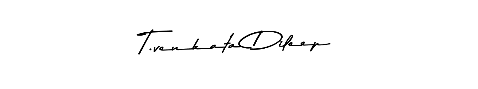 How to make T.venkata Dileep name signature. Use Asem Kandis PERSONAL USE style for creating short signs online. This is the latest handwritten sign. T.venkata Dileep signature style 9 images and pictures png