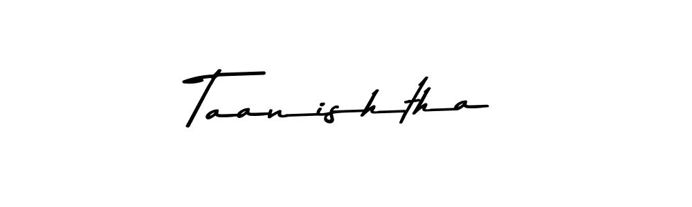 How to make Taanishtha name signature. Use Asem Kandis PERSONAL USE style for creating short signs online. This is the latest handwritten sign. Taanishtha signature style 9 images and pictures png