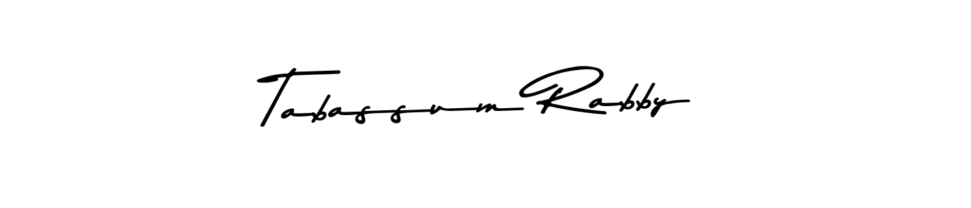 How to make Tabassum Rabby name signature. Use Asem Kandis PERSONAL USE style for creating short signs online. This is the latest handwritten sign. Tabassum Rabby signature style 9 images and pictures png