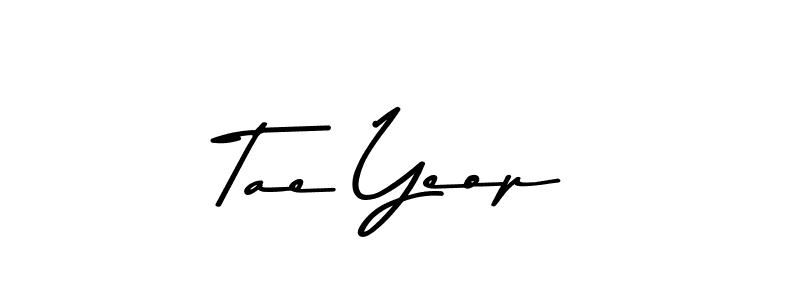 How to make Tae Yeop name signature. Use Asem Kandis PERSONAL USE style for creating short signs online. This is the latest handwritten sign. Tae Yeop signature style 9 images and pictures png
