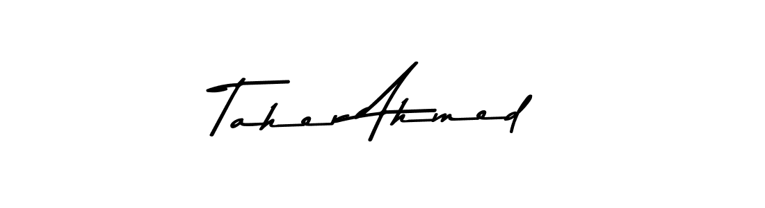 Create a beautiful signature design for name Taher Ahmed. With this signature (Asem Kandis PERSONAL USE) fonts, you can make a handwritten signature for free. Taher Ahmed signature style 9 images and pictures png
