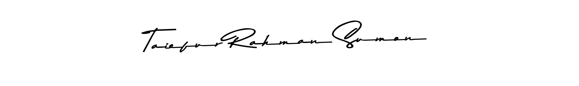 Create a beautiful signature design for name Taiefur Rahman Sumon. With this signature (Asem Kandis PERSONAL USE) fonts, you can make a handwritten signature for free. Taiefur Rahman Sumon signature style 9 images and pictures png