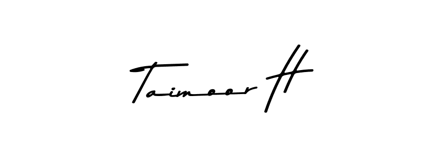 How to make Taimoor H name signature. Use Asem Kandis PERSONAL USE style for creating short signs online. This is the latest handwritten sign. Taimoor H signature style 9 images and pictures png