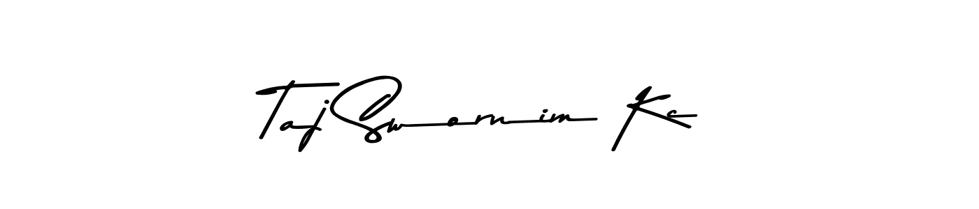 The best way (Asem Kandis PERSONAL USE) to make a short signature is to pick only two or three words in your name. The name Taj Swornim Kc include a total of six letters. For converting this name. Taj Swornim Kc signature style 9 images and pictures png