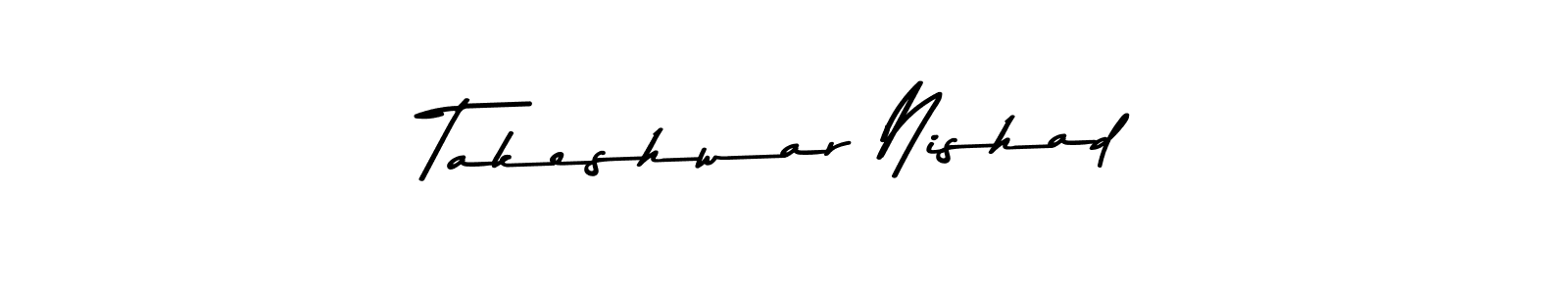 Make a beautiful signature design for name Takeshwar Nishad. With this signature (Asem Kandis PERSONAL USE) style, you can create a handwritten signature for free. Takeshwar Nishad signature style 9 images and pictures png