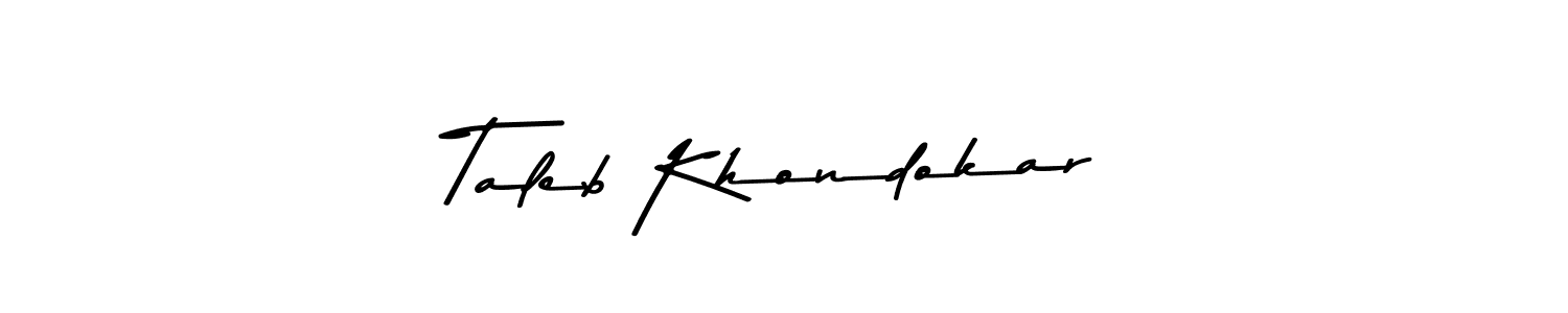 Create a beautiful signature design for name Taleb Khondokar. With this signature (Asem Kandis PERSONAL USE) fonts, you can make a handwritten signature for free. Taleb Khondokar signature style 9 images and pictures png