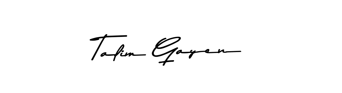 Make a beautiful signature design for name Talim Gayen. With this signature (Asem Kandis PERSONAL USE) style, you can create a handwritten signature for free. Talim Gayen signature style 9 images and pictures png