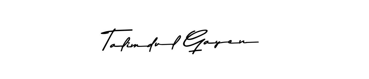 Design your own signature with our free online signature maker. With this signature software, you can create a handwritten (Asem Kandis PERSONAL USE) signature for name Talimdul Gayen. Talimdul Gayen signature style 9 images and pictures png