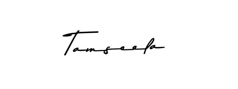 How to make Tamseela name signature. Use Asem Kandis PERSONAL USE style for creating short signs online. This is the latest handwritten sign. Tamseela signature style 9 images and pictures png