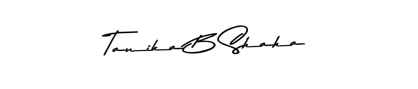 How to make Tanika B Shaha name signature. Use Asem Kandis PERSONAL USE style for creating short signs online. This is the latest handwritten sign. Tanika B Shaha signature style 9 images and pictures png