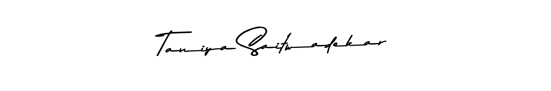 This is the best signature style for the Taniya Saitwadekar name. Also you like these signature font (Asem Kandis PERSONAL USE). Mix name signature. Taniya Saitwadekar signature style 9 images and pictures png