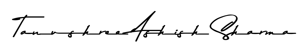 Create your official email sign-off with Tanushree Ashish Sharma name in Asem Kandis PERSONAL USE style. Crisp, clean, and perfectly legible across all screens. Tanushree Ashish Sharma signature style 9 images and pictures png