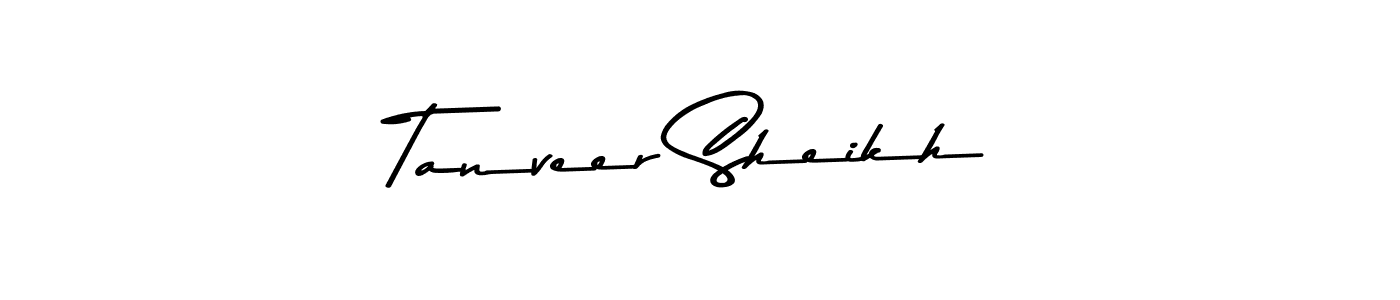 Make a beautiful signature design for name Tanveer Sheikh. With this signature (Asem Kandis PERSONAL USE) style, you can create a handwritten signature for free. Tanveer Sheikh signature style 9 images and pictures png