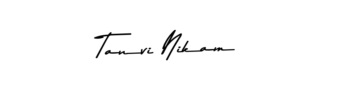 Make a beautiful signature design for name Tanvi Nikam. With this signature (Asem Kandis PERSONAL USE) style, you can create a handwritten signature for free. Tanvi Nikam signature style 9 images and pictures png