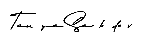 Create a personalized artistic stamp with Tanya Sachdev in Asem Kandis PERSONAL USE font. Perfect for visual artists, designers, and influencers. Tanya Sachdev signature style 9 images and pictures png