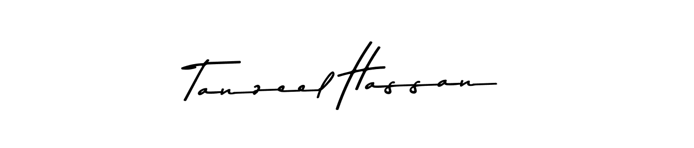 How to make Tanzeel Hassan name signature. Use Asem Kandis PERSONAL USE style for creating short signs online. This is the latest handwritten sign. Tanzeel Hassan signature style 9 images and pictures png