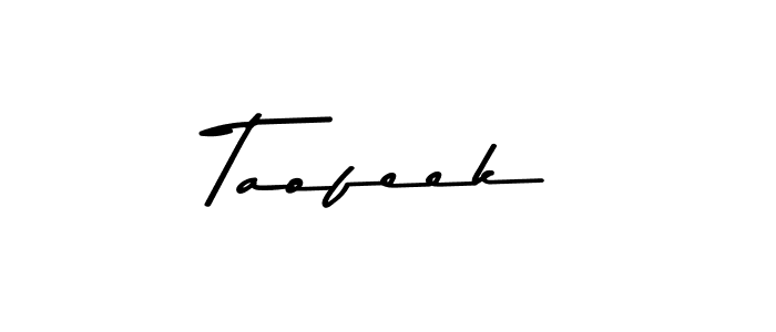 Make a beautiful signature design for name Taofeek. With this signature (Asem Kandis PERSONAL USE) style, you can create a handwritten signature for free. Taofeek signature style 9 images and pictures png