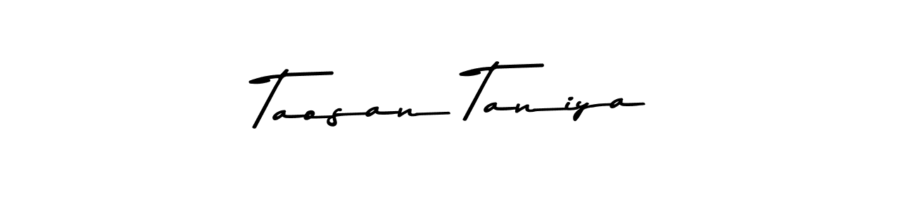Make a beautiful signature design for name Taosan Taniya. With this signature (Asem Kandis PERSONAL USE) style, you can create a handwritten signature for free. Taosan Taniya signature style 9 images and pictures png