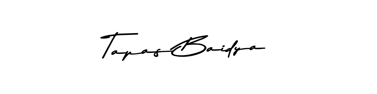 How to make Tapas Baidya name signature. Use Asem Kandis PERSONAL USE style for creating short signs online. This is the latest handwritten sign. Tapas Baidya signature style 9 images and pictures png