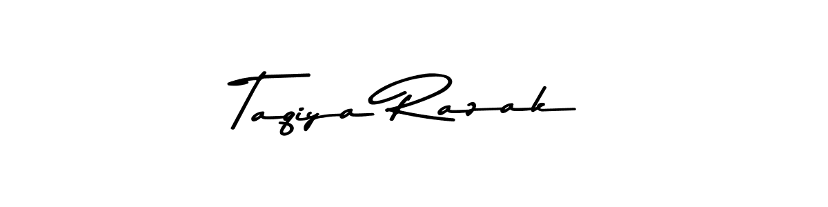 The best way (Asem Kandis PERSONAL USE) to make a short signature is to pick only two or three words in your name. The name Taqiya Razak include a total of six letters. For converting this name. Taqiya Razak signature style 9 images and pictures png