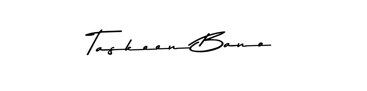 How to make Taskeen Bano name signature. Use Asem Kandis PERSONAL USE style for creating short signs online. This is the latest handwritten sign. Taskeen Bano signature style 9 images and pictures png
