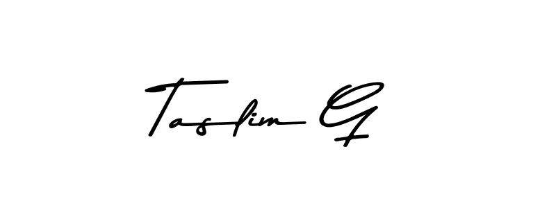 Also You can easily find your signature by using the search form. We will create Taslim G name handwritten signature images for you free of cost using Asem Kandis PERSONAL USE sign style. Taslim G signature style 9 images and pictures png