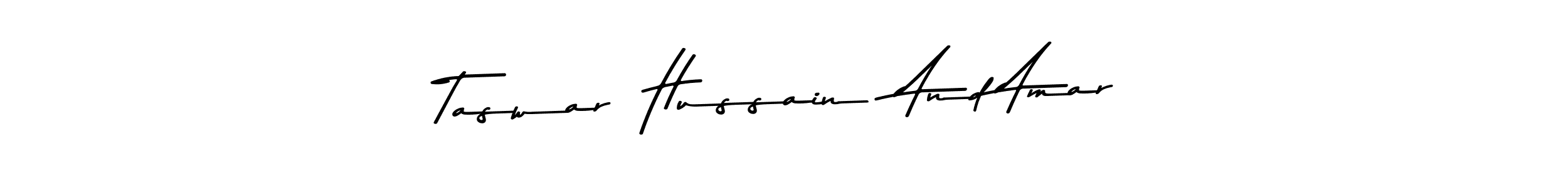 You can use this online signature creator to create a handwritten signature for the name Taswar  Hussain  And Amar. This is the best online autograph maker. Taswar  Hussain  And Amar signature style 9 images and pictures png