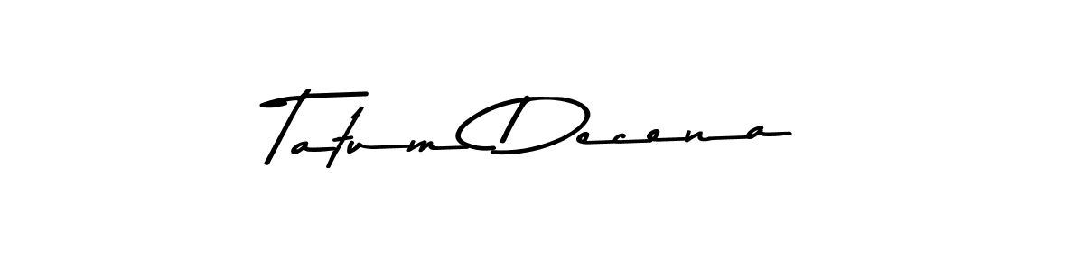 How to make Tatum Decena name signature. Use Asem Kandis PERSONAL USE style for creating short signs online. This is the latest handwritten sign. Tatum Decena signature style 9 images and pictures png