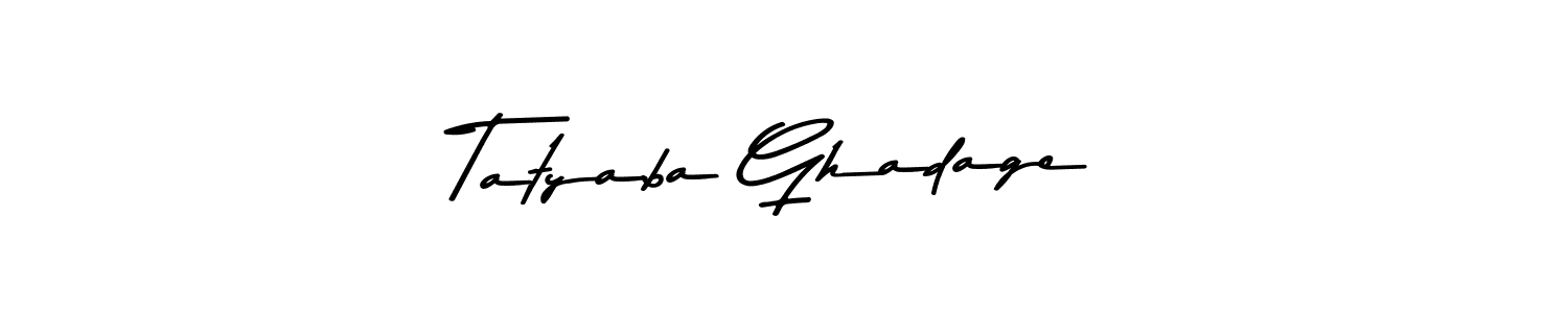 Create a beautiful signature design for name Tatyaba Ghadage. With this signature (Asem Kandis PERSONAL USE) fonts, you can make a handwritten signature for free. Tatyaba Ghadage signature style 9 images and pictures png