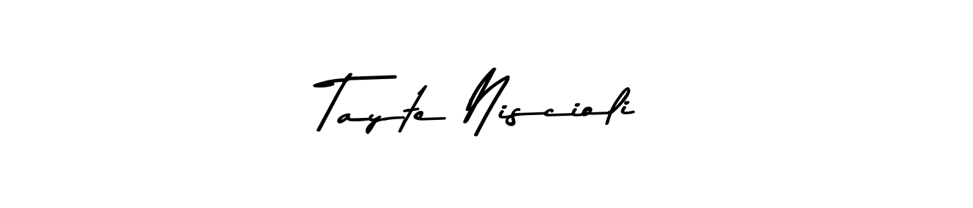 The best way (Asem Kandis PERSONAL USE) to make a short signature is to pick only two or three words in your name. The name Tayte Niscioli include a total of six letters. For converting this name. Tayte Niscioli signature style 9 images and pictures png