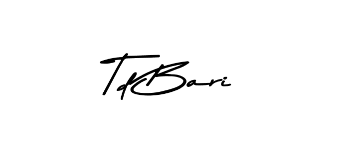 How to make Td Bari name signature. Use Asem Kandis PERSONAL USE style for creating short signs online. This is the latest handwritten sign. Td Bari signature style 9 images and pictures png