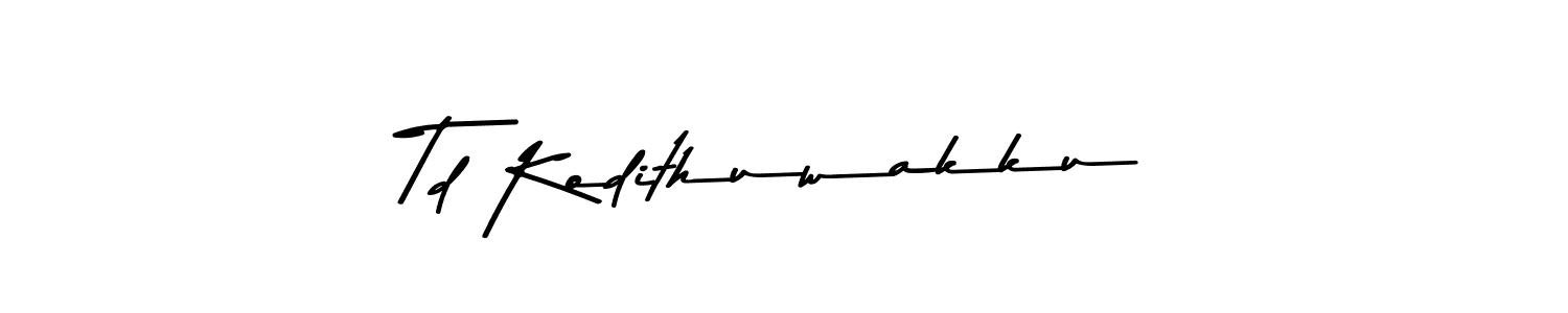 Create a beautiful signature design for name Td Kodithuwakku. With this signature (Asem Kandis PERSONAL USE) fonts, you can make a handwritten signature for free. Td Kodithuwakku signature style 9 images and pictures png