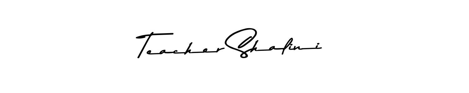 How to make Teacher Shalini name signature. Use Asem Kandis PERSONAL USE style for creating short signs online. This is the latest handwritten sign. Teacher Shalini signature style 9 images and pictures png