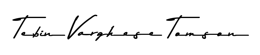 Tebin Varghese Tomson stylish signature style. Best Handwritten Sign (Asem Kandis PERSONAL USE) for my name. Handwritten Signature Collection Ideas for my name Tebin Varghese Tomson. Tebin Varghese Tomson signature style 9 images and pictures png