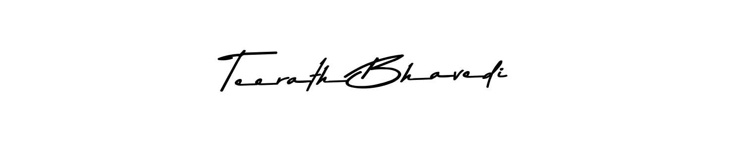 Create a beautiful signature design for name Teerath Bhavedi. With this signature (Asem Kandis PERSONAL USE) fonts, you can make a handwritten signature for free. Teerath Bhavedi signature style 9 images and pictures png