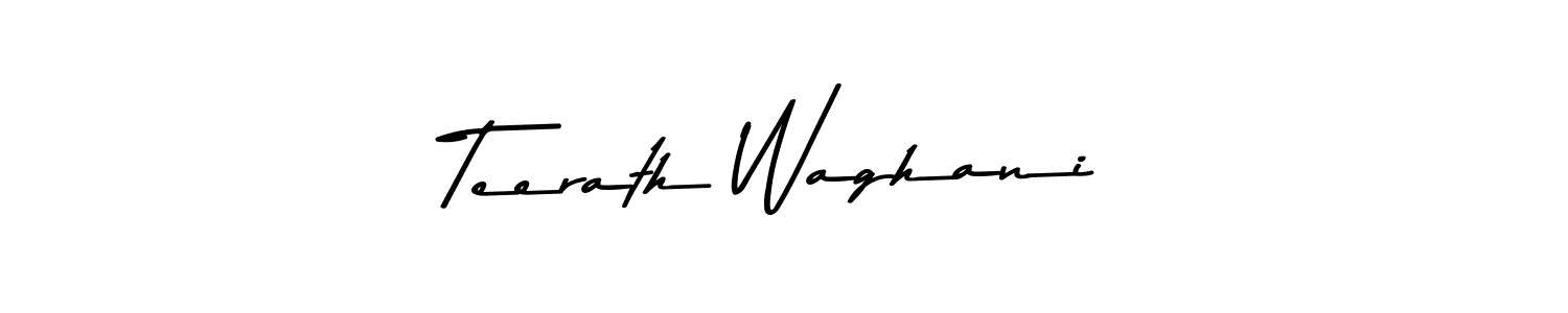 Create a beautiful signature design for name Teerath Waghani. With this signature (Asem Kandis PERSONAL USE) fonts, you can make a handwritten signature for free. Teerath Waghani signature style 9 images and pictures png