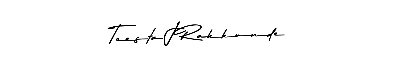 The best way (Asem Kandis PERSONAL USE) to make a short signature is to pick only two or three words in your name. The name Teesta J Rakhunde include a total of six letters. For converting this name. Teesta J Rakhunde signature style 9 images and pictures png