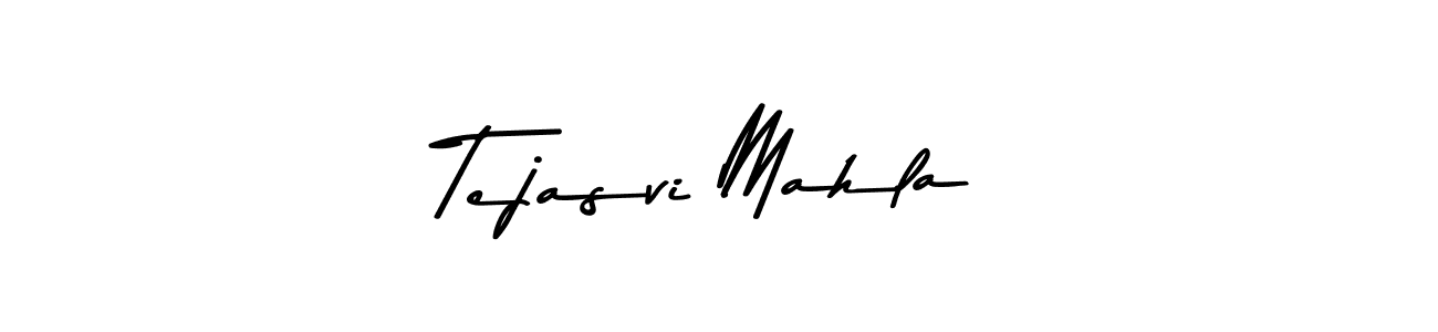 How to make Tejasvi Mahla name signature. Use Asem Kandis PERSONAL USE style for creating short signs online. This is the latest handwritten sign. Tejasvi Mahla signature style 9 images and pictures png